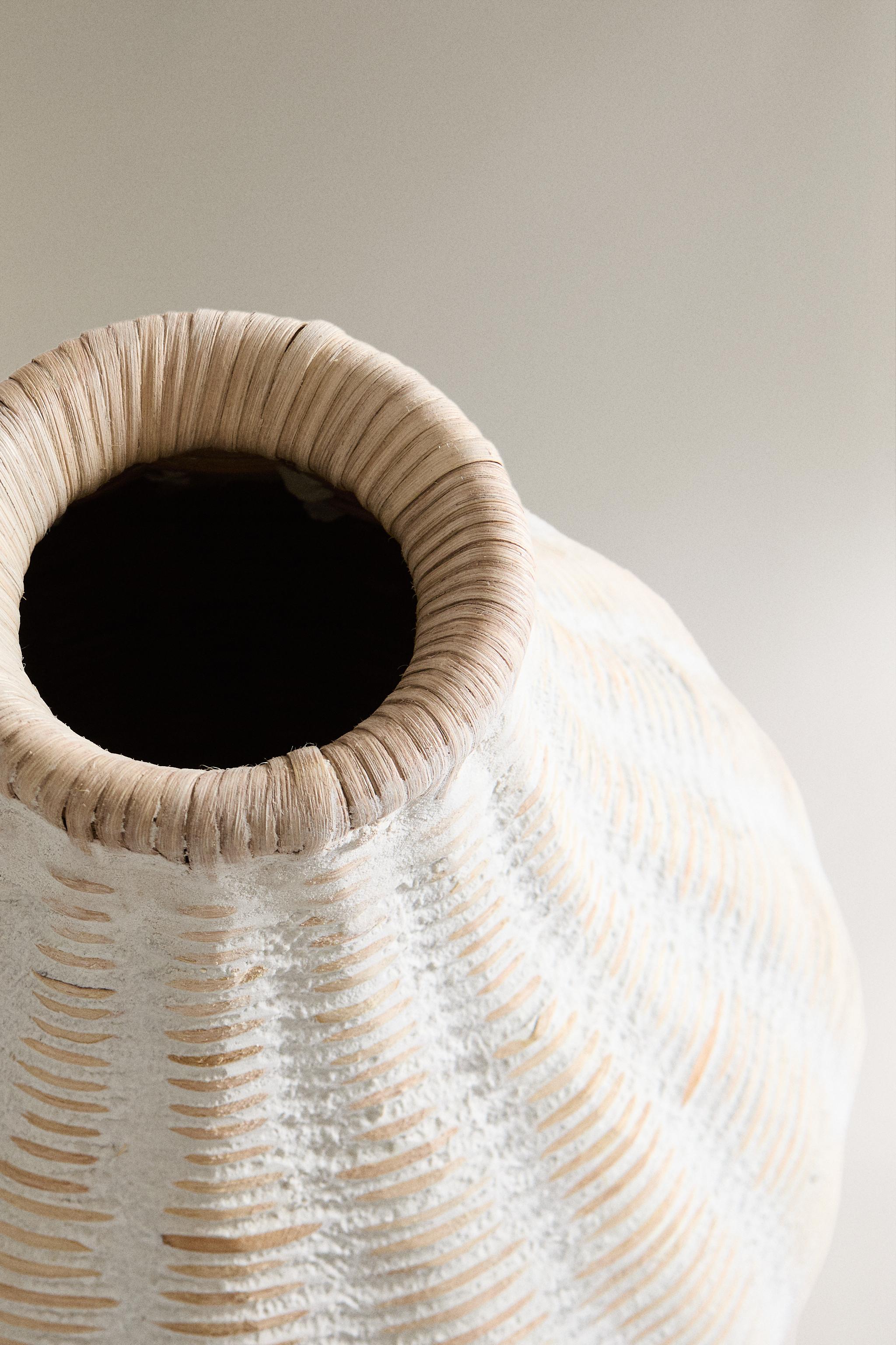 TALL MICROCEMENT BASKET VASE